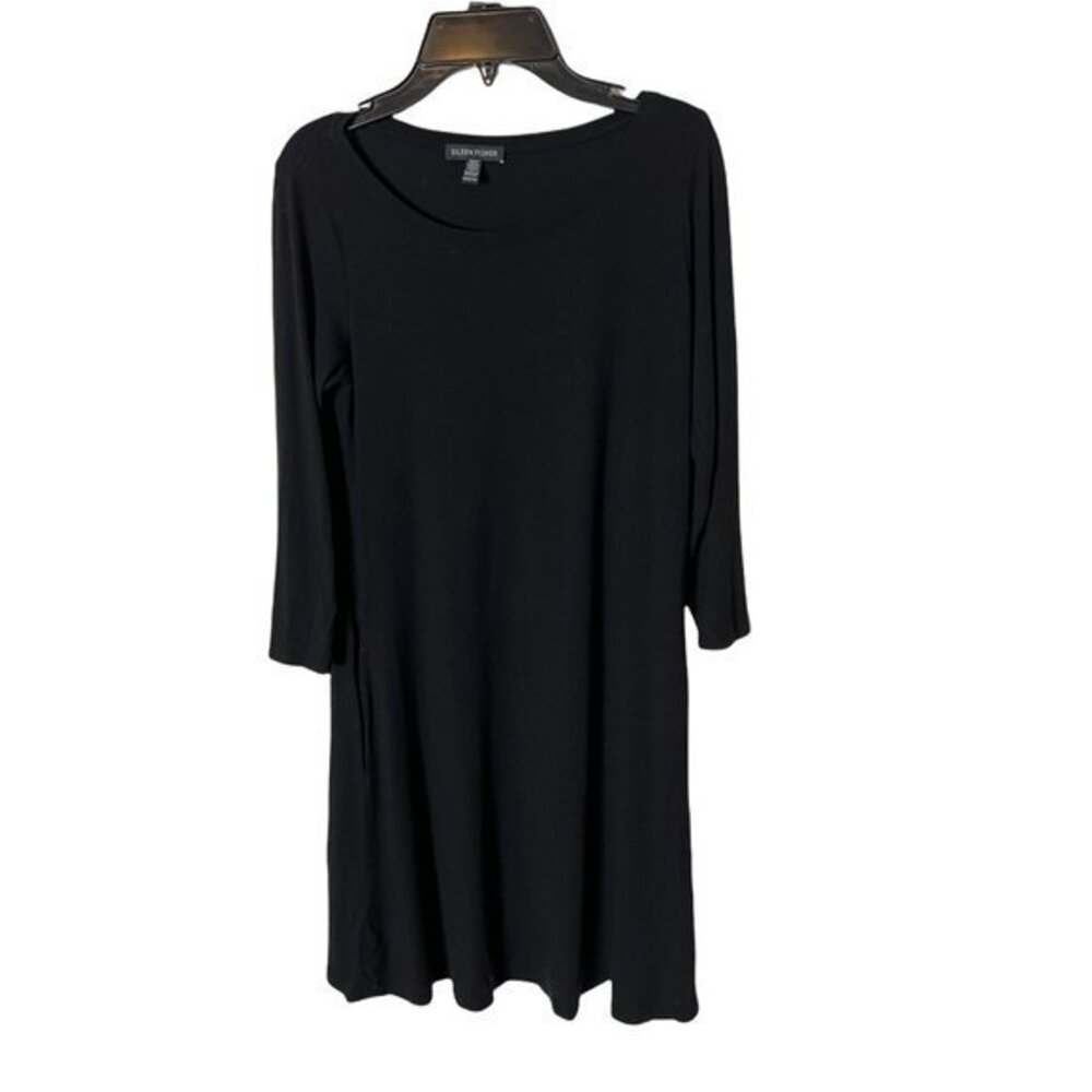 Eileen Fisher Black Short Sleeve Dress Made in the USA Size XXS